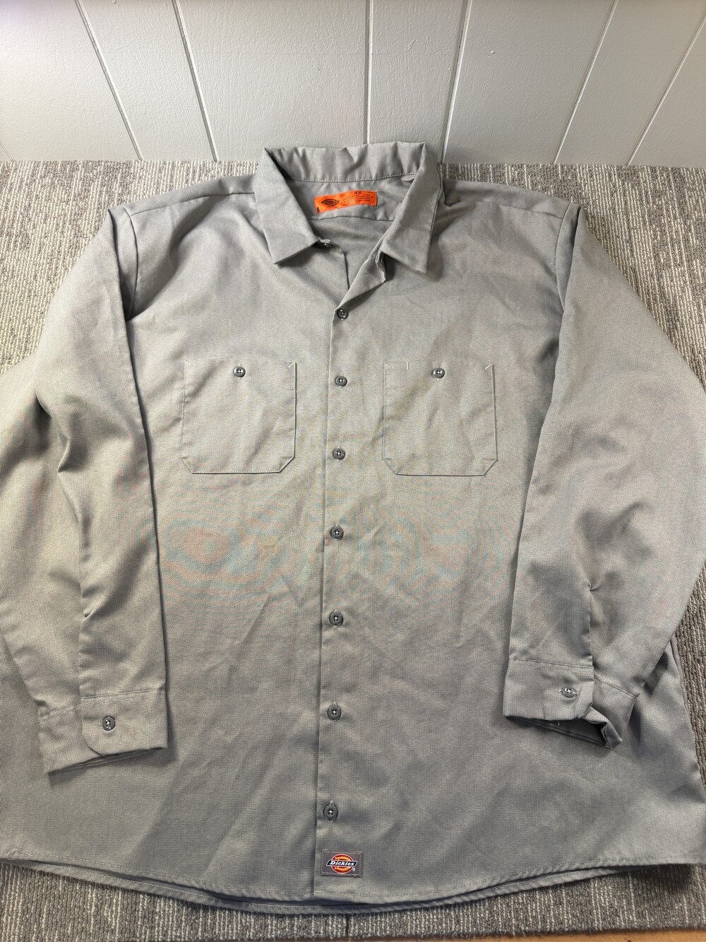 Dickies Shirt Mens 4XL Gray Solid Long Sleeve Workwear Button Up Twill Pockets